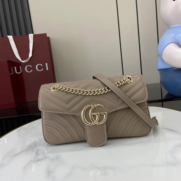 GUCCI GG Marmont小號紅色皮革肩揹包-443497：圖片 2