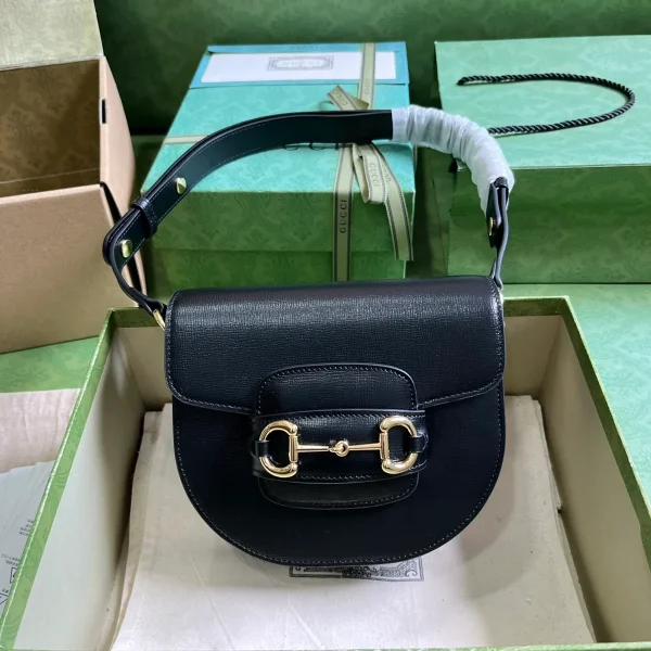 GUCCI Horsebit 1955米棕帆布肩揹包-760191：圖片 2