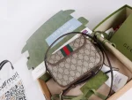 GUCCI Ophidia迷你藍米帆布斜背包-772239：圖片 3