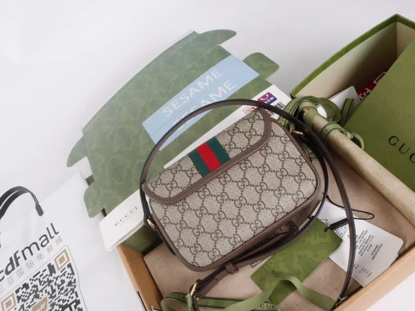 GUCCI Ophidia迷你藍米帆布斜背包-772239：圖片 3