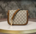 GUCCI Horsebit 1955白皮革斜揹包-658574：圖片 4