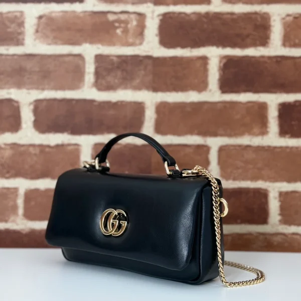 GUCCI GG Milano迷你黑色蓬鬆皮革斜揹包-806017：圖片 3