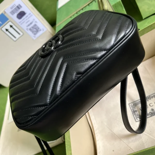 GUCCI GG Marmont小號灰皮肩揹包-447632：圖片 4
