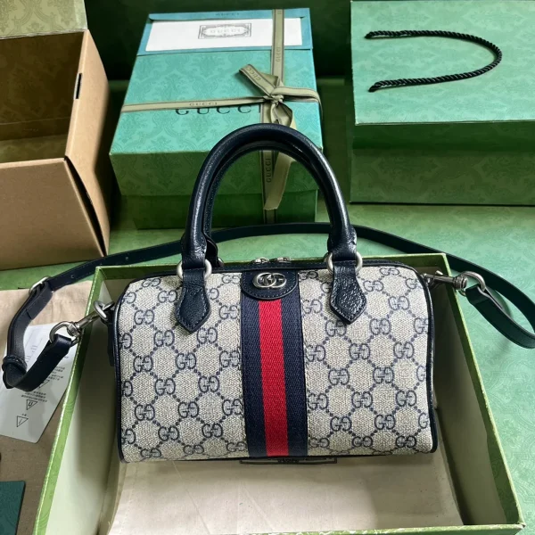 GUCCI GG Supreme迷你米藍帆布手挽包-772053：圖片 2
