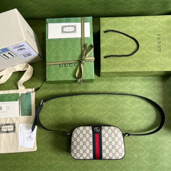 GUCCI Ophidia中號藍米帆布斜揹包-681064：圖片 10