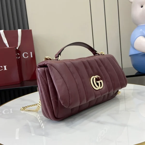 GUCCI GG Milano小號深綠皮革手提包-806016：圖片 3