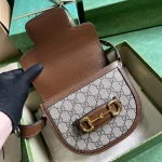 GUCCI Horsebit 1955迷你白色皮革肩揹包-760191：圖片 8