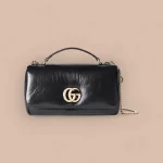 GUCCI GG Milano小號黑絎縫皮革手挽包-806016