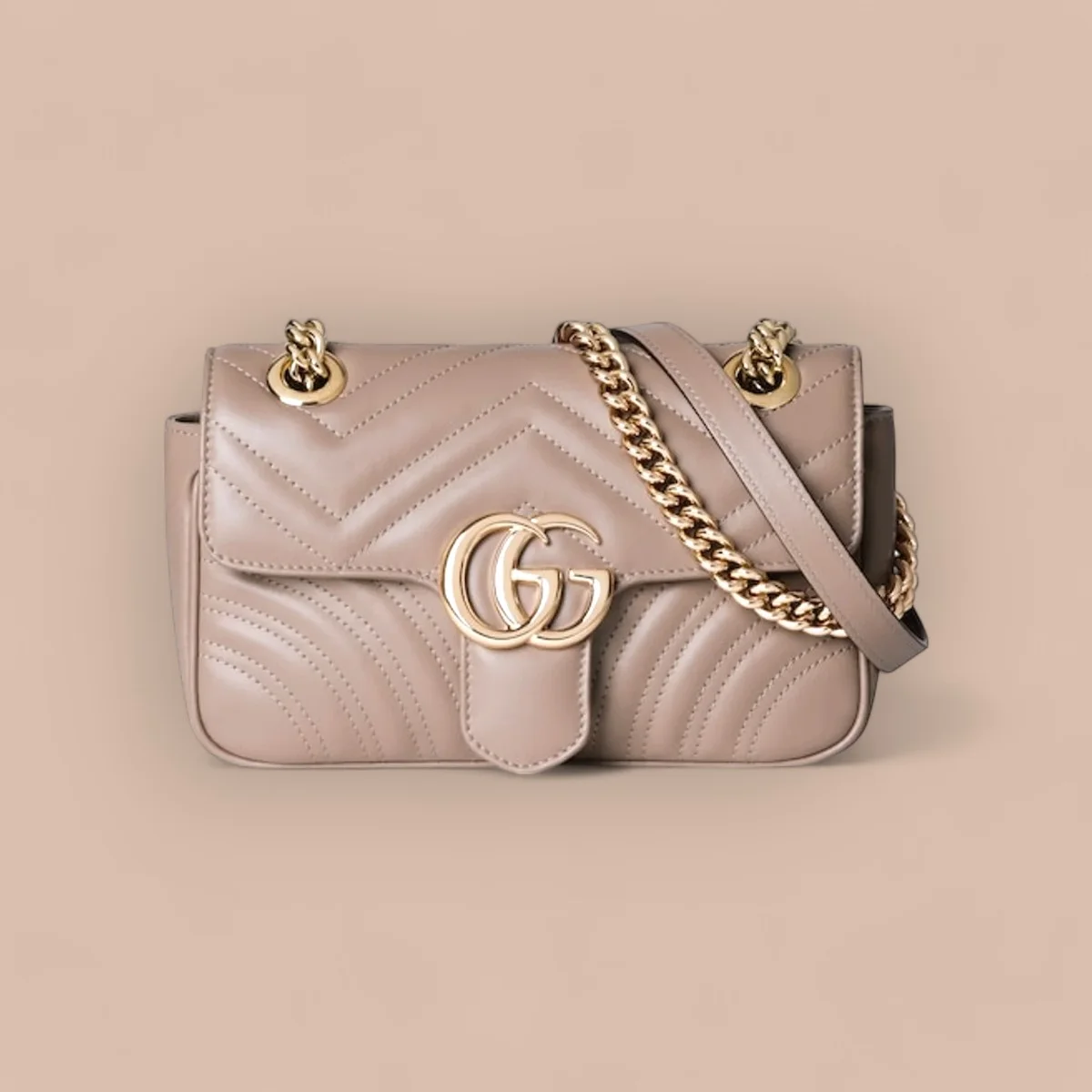 GUCCI GG Marmont迷你黑色皮革斜揹包-446744 1 GUCCI GG Marmont迷你黑色皮革斜揹包-446744