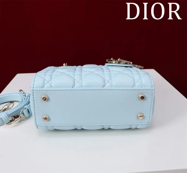 Dior Lady mini 淺藍羊皮斜挎包mini-M0505：圖片 5