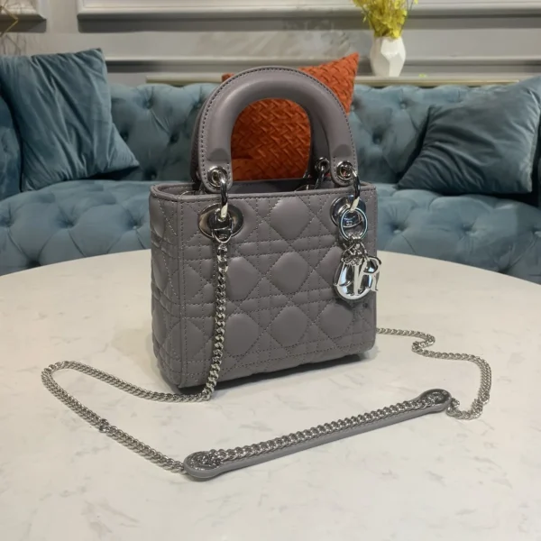 Dior Lady mini銀色小牛皮包mini-M0505：圖片 3