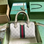 GUCCI GG Supreme迷你米棕帆布手提包-772053：圖片 3