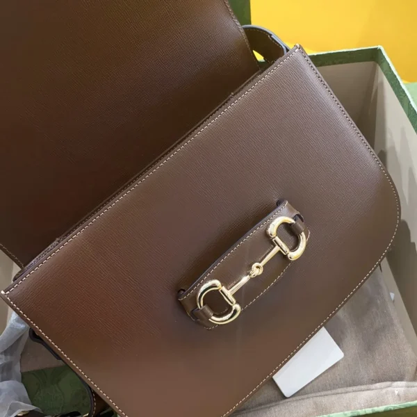 GUCCI 馬銜扣1955馬銜小號黑色皮革斜揹包-602204：圖片 7