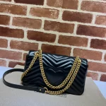 GUCCI V形系列小號灰色皮革斜挎包-443497：圖片 4