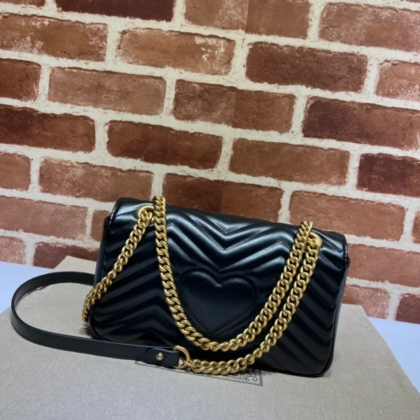 GUCCI V形系列小號灰色皮革斜挎包-443497：圖片 4