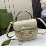 GUCCI Horsebit 1955黑皮革肩揹包-781387：圖片 2