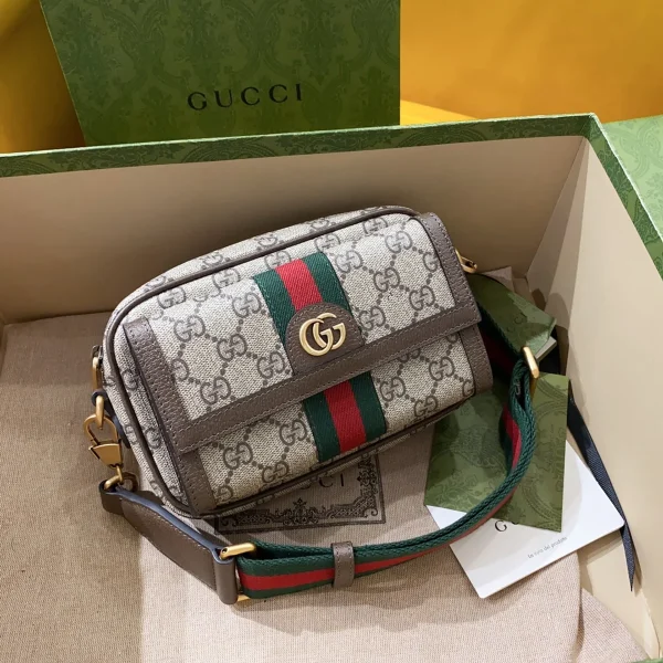 GUCCI Ophidia米棕帆布斜挎包-746308：圖片 3