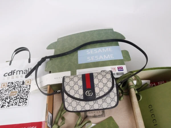 GUCCI Ophidia迷你米棕帆布斜揹包-772239：圖片 2