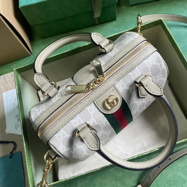 GUCCI GG Supreme迷你米棕帆布手提包-772053：圖片 8