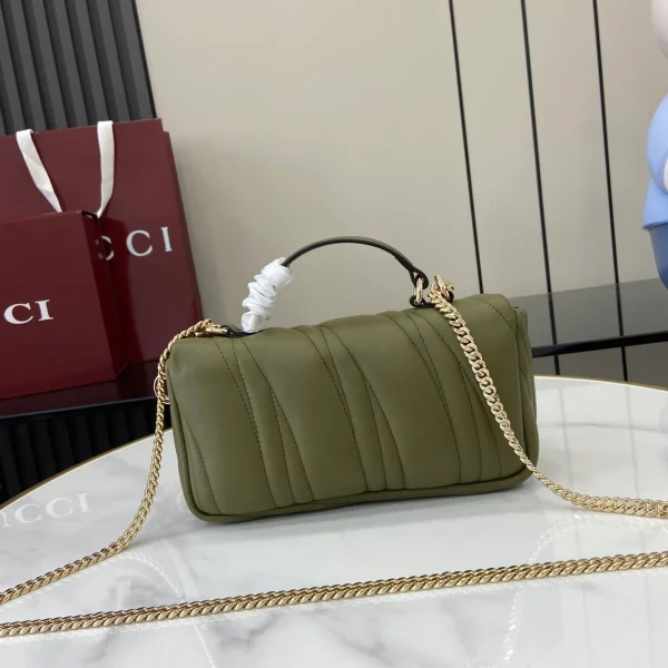 GUCCI GG Milano迷你白色絎縫皮革斜揹包-806017：圖片 4