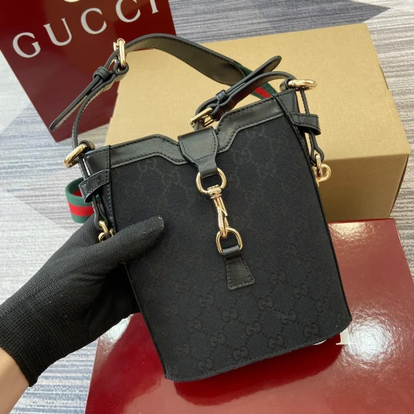 GUCCI Original GG黑色迷你帆布斜揹包-782919：圖片 7