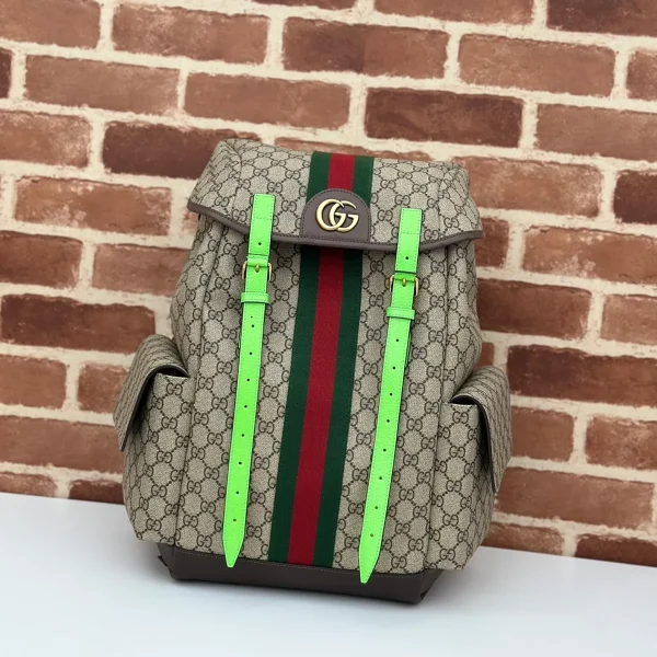 GUCCI Ophidia中號米棕帆布後揹包-598140：圖片 2