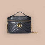 GUCCI GG Marmont黑色皮革手挽包-699515