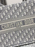 Dior Book Tote 米白色和灰色Dior Oblique 刺繡托特包：圖片 3