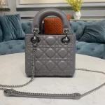 Dior Lady mini銀色小牛皮包mini-M0505：圖片 4