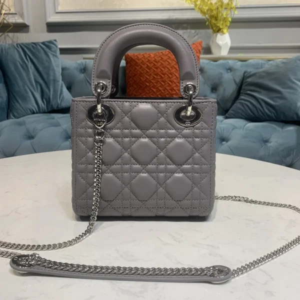 Dior Lady mini銀色小牛皮包mini-M0505：圖片 4