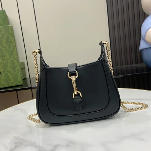 GUCCI Jackie Notte黑色漆皮肩揹包-782889：圖片 2