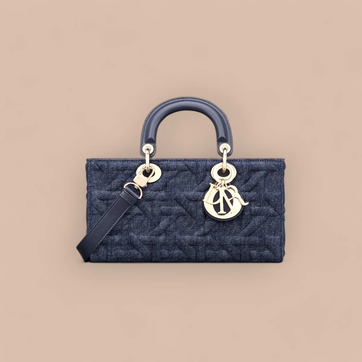 Dior Lady 藍色牛仔布 斜挎包中號MM-M0540 1 Dior Lady 藍色牛仔布 斜挎包中號MM-M0540
