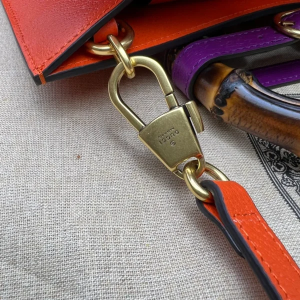 GUCCI Diana小號橙色皮革手提包-702721：圖片 8