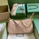 GUCCI GG Quilted中號粉米皮革斜背包-735049：圖片 2