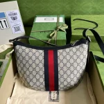 GUCCI Ophidia小號米棕帆布斜揹包-598125：圖片 3