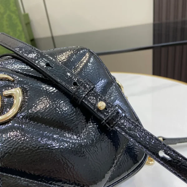 GUCCI GG Marmont黑色漆皮肩揹包-802448：圖片 8