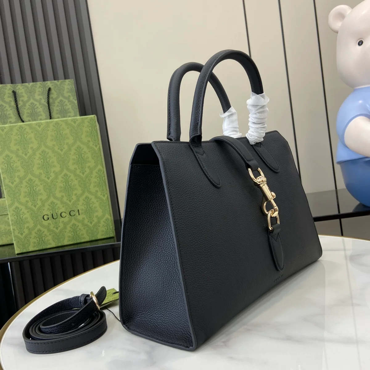 GUCCI Spring Summer春夏灰褐粒面手提包-806205 3 GUCCI Spring Summer春夏灰褐粒面手提包-806205