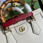 GUCCI Diana小號白色皮革手提包-702721：圖片 6
