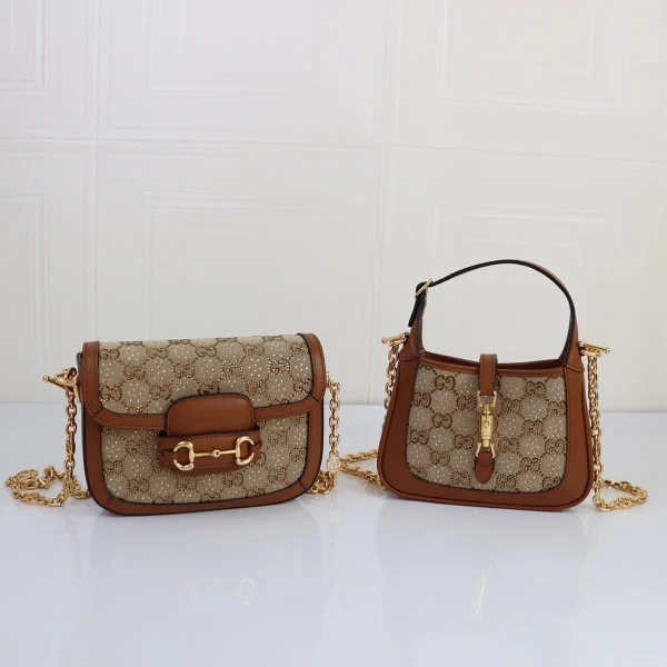 GUCCI Jackie 1961迷你駝棕帆布斜揹包-675799：圖片 9