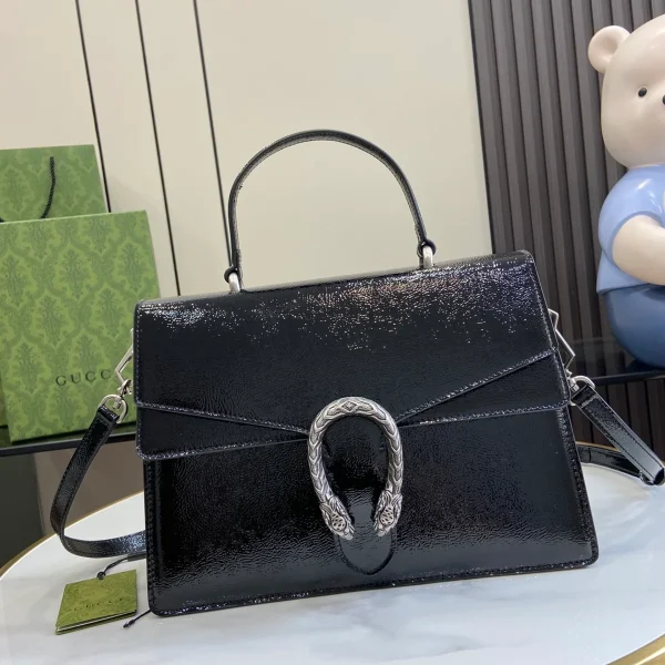 GUCCI Dionysus中號黑漆皮斜挎包-795007：圖片 2