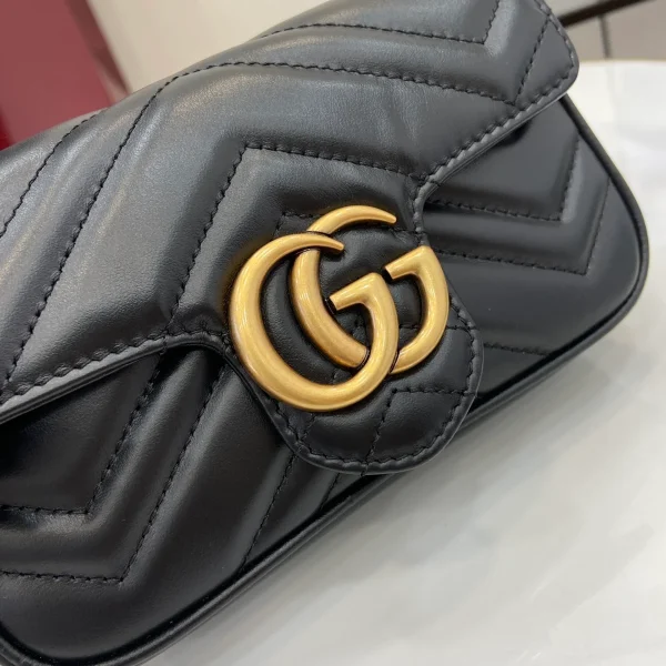 GUCCI GG Marmont迷你粉紅皮革斜揹包-476433：圖片 6