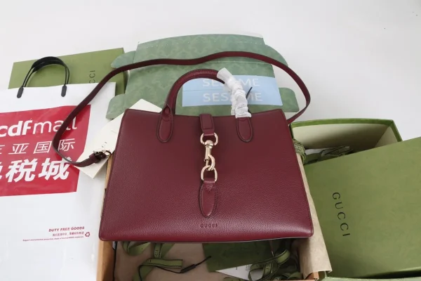 GUCCI Rosso Ancora中號紅色皮革手提包-806205：圖片 11