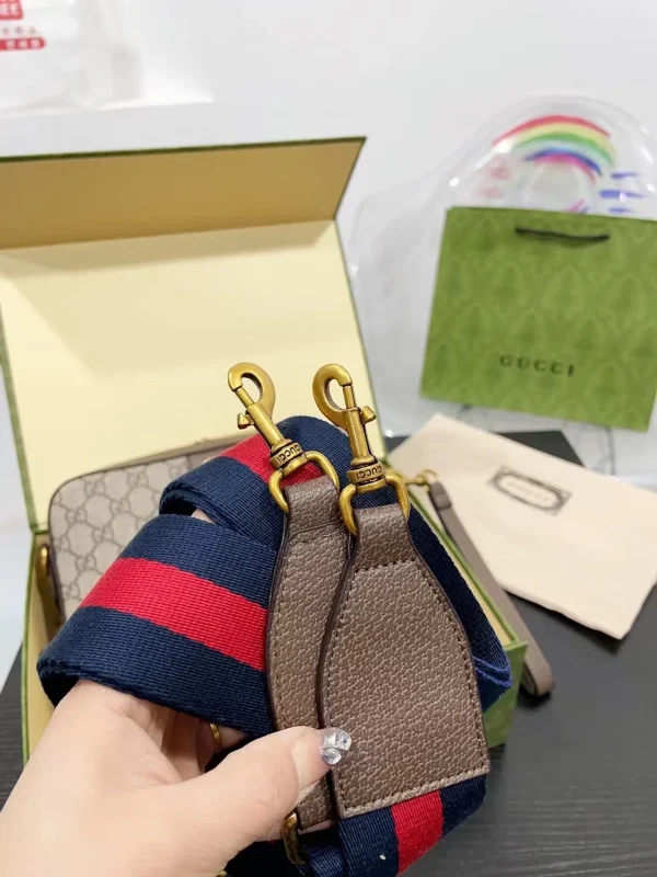 GUCCI Ophidia綠棕帆布斜揹包-699439：圖片 7