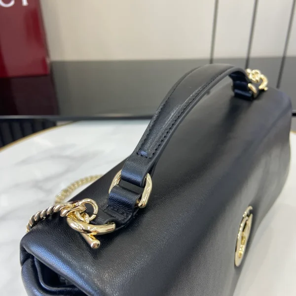 GUCCI GG Milano小號黑絎縫皮革手挽包-806016：圖片 6