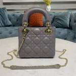 Dior Lady MINI 灰色羊皮斜挎包MINI-M0505：圖片 4