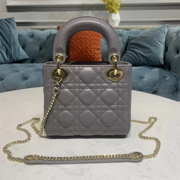 Dior Lady MINI 灰色羊皮斜挎包MINI-M0505：圖片 4
