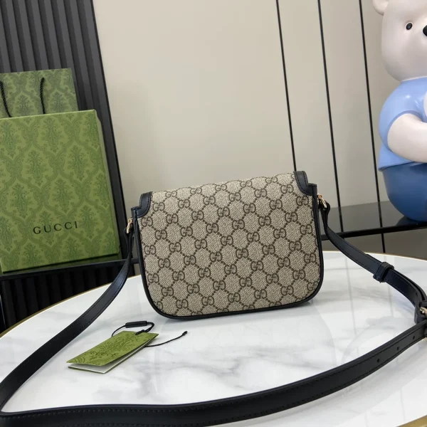 GUCCI Horsebit 1955黑色皮革肩揹包-815205：圖片 4