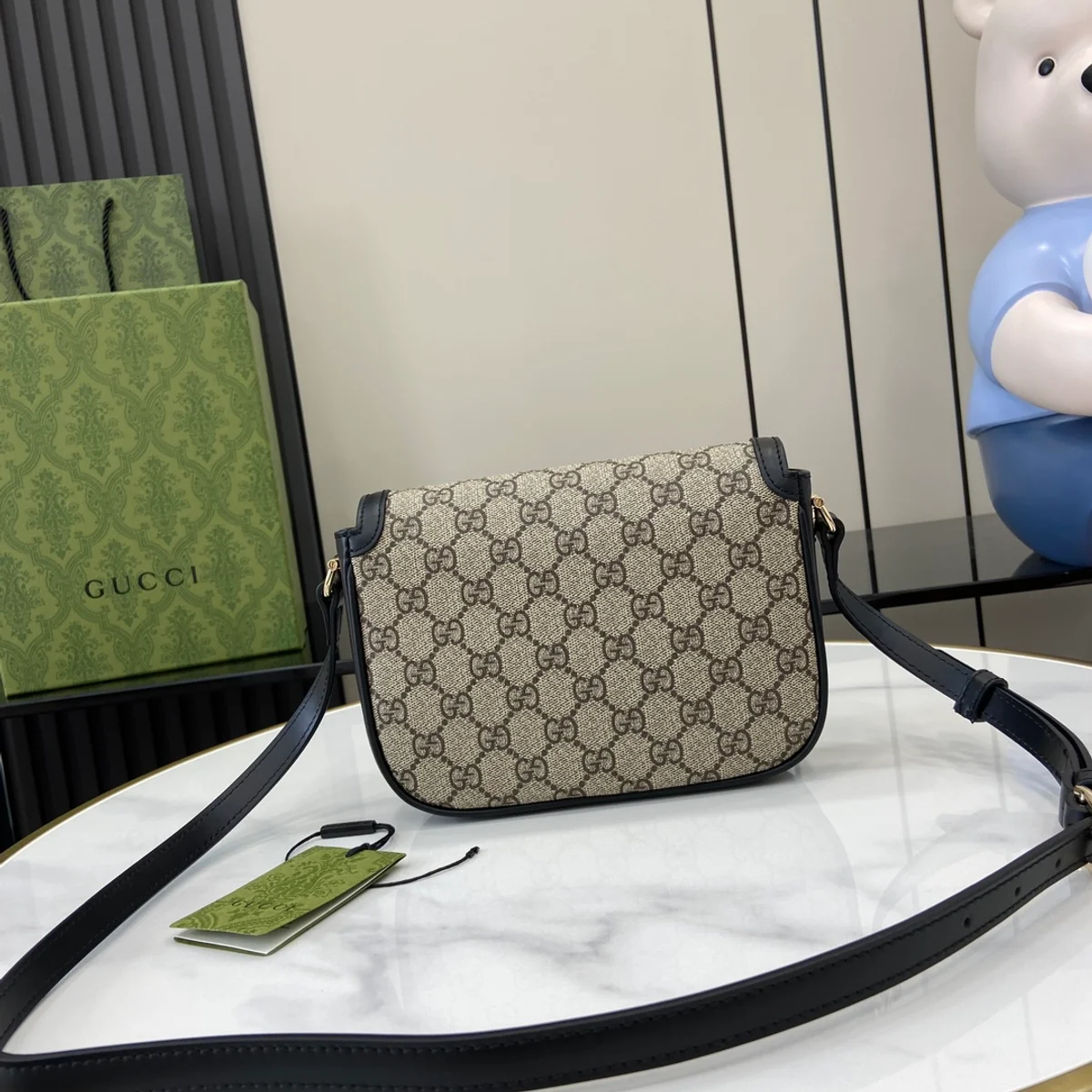 GUCCI Horsebit 1955黑色皮革肩揹包-815205 4 GUCCI Horsebit 1955黑色皮革肩揹包-815205