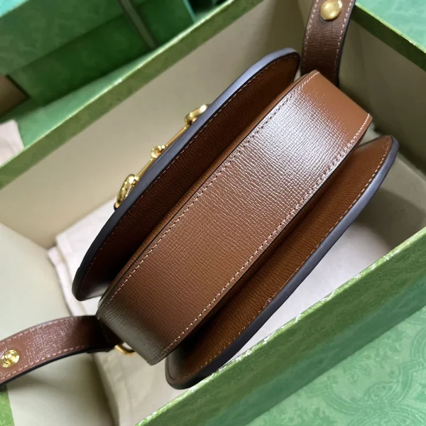 GUCCI Horsebit 1955迷你白色皮革肩揹包-760191：圖片 4