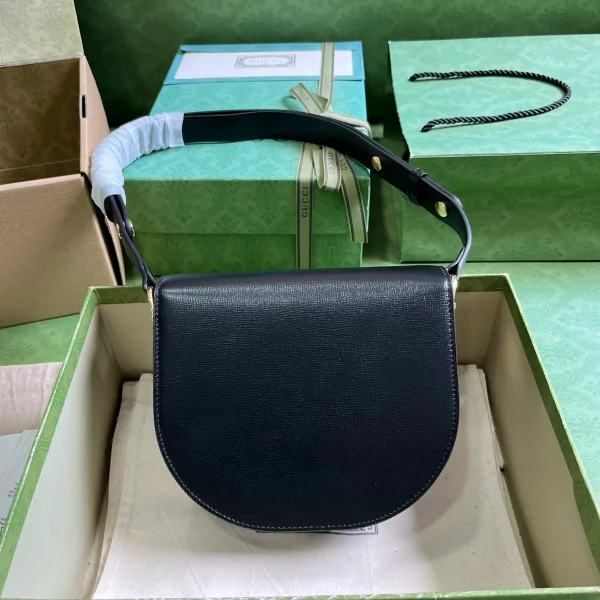 GUCCI Horsebit 1955米棕帆布肩揹包-760191：圖片 3